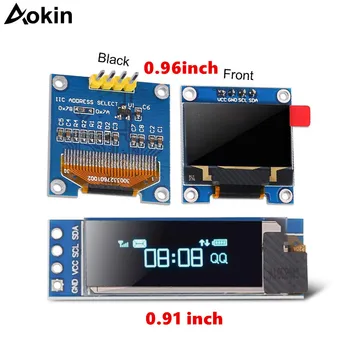 0,91 дюймовый OLED-модуль Белого Синего цвета 128X64 OLED LCD светодиодный дисплейный Модуль Для Arduino 0,96 I2C IIC Serial с корпусом