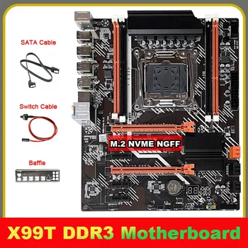 1 Комплект Материнской платы X99T + Кабель SATA + Кабель переключателя + Перегородка LGA2011 V3 M.2 Поддержка NVME NGFF DDR3 4X16G