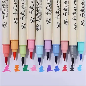 10 шт./лот, тканевая цветная кисть для сенсорного письма, набор цветных фломастеров для каллиграфии, подарочные корейские канцелярские товары для рукоделия