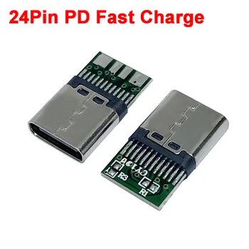 10 шт. Плата с разъемом USB 3.1 Type-C Micro 24PIN, Сварочная проволока, шина с гнездовым разъемом, Четырехжильный разъем для быстрой зарядки PD