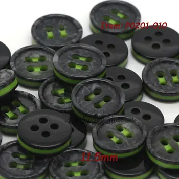 11,5 мм 4 отверстия двухцветные зеленые черные пуговицы для рубашки для отдыха, принадлежности для шитья оптом