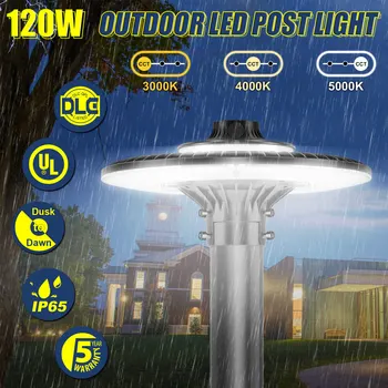 120W LED Circular Area Post Top Light CCT Настраиваемый 15600Lm IP65 Водонепроницаемый Наружный Столб-Светильник для Дворовой Садовой Дорожки