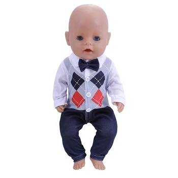18-дюймовая кукольная одежда, модные куклы-реборн, костюм джентльмена, футболка + брюки для маленькой девочки, подарок на день рождения, принадлежности для изготовления кукол на заказ