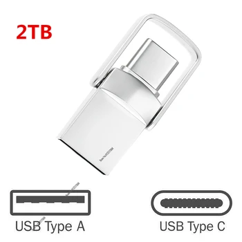 2 ТБ USB-флеш-накопителей USB 3.0 Металлический флэш-накопитель 1 ТБ Высокоскоростной накопитель C-типа Водонепроницаемый USB Портативный USB-накопитель