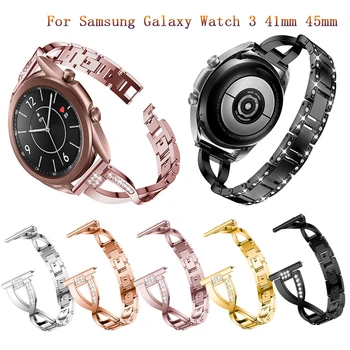 20-22 мм Для Samsung galaxy watch 3 41 мм 45 мм Active 2 40 мм 44 мм Роскошный Ремешок Из нержавеющей Стали Для Часов Металлический Браслет Aolly