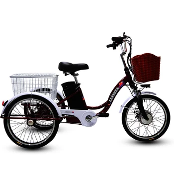 20-дюймовый Электрический трехколесный велосипед с педалью на батарейках, Велотренажер с системой многократного торможения, Корзина для хранения большой емкости