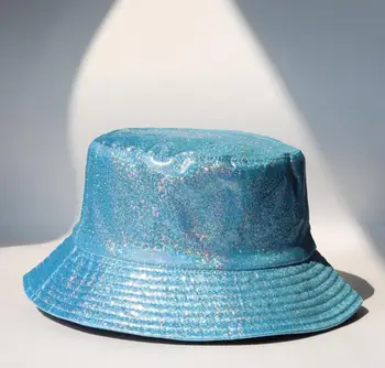 20 шт. блестящая лазерная шляпа-ведро для рейв-вечеринки, Рыбацкие шляпы с широкими полями из искусственной кожи, Рождественский музыкальный фестиваль, одежда для сцены