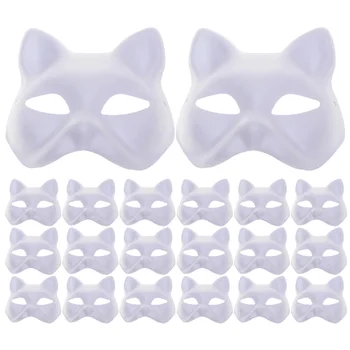 20 Шт. Пустая маска, нарисованная от руки, аксессуары для косплея, маскарада, Белая кошка, обычные женские бумажные детские маски
