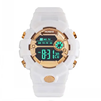 2021 Модные Цифровые часы из белого золота, Круглые Женские Мужские часы, Спортивные водонепроницаемые электронные часы Reloj Mujer, светящиеся часы