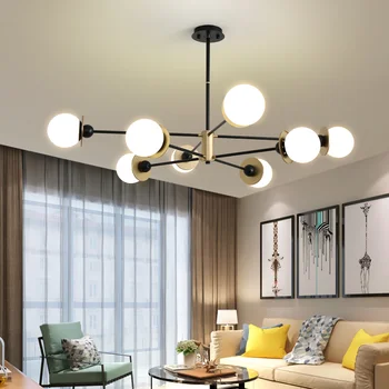 2021, Скандинавский Стеклянный Шар, Светодиодная Люстра, потолочный подвесной светильник для гостиной, столовой, спальни, Кухни, Современный серый подвесной светильник E27