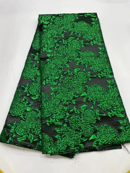 2022 Зеленые Цветы Парчовая Кружевная Ткань Французская Кружевная Ткань Высокого Качества Африканская Жаккардовая Нигерийская Кружевная Ткань Для Вечеринки MJ5284