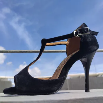 2022 Новые женские Танцевальные ботинки, черные туфли для занятий танго Сальсой и латиноамериканскими танцами, 9 см, Женские туфли для танго и латиноамериканских танцев, обувь для девочек, танцевальные туфли для вечеринок