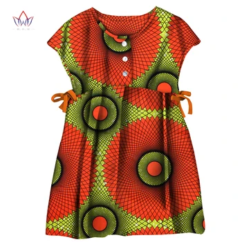 2023 Детская одежда, Анкара, Африканская одежда с круглым вырезом, Дашики, Женское хлопковое платье принцессы с принтом для малышей, WYT710
