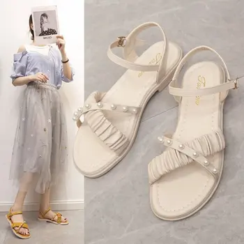 2023 Летние женские Удобные Сандалии-сабо с открытым носком, Бежевые Босоножки на высоком каблуке, Увеличенная Нескользящая Женская обувь