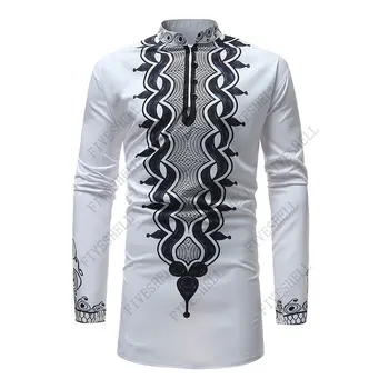 2023 Мужская Африканская рубашка Slim Fit Camisa Masculina Осенняя Новая Уличная Повседневная Африканская одежда Африканская рубашка с длинным рукавом