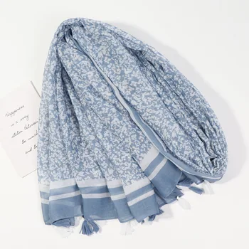 2023 Новейший женский винтажный шарф с набивным рисунком, хлопковый шарф с кисточками, шали, 3 отпечатка
