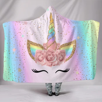 2023 Новый волшебный плащ-накидка с капюшоном, детское двойное плюшевое одеяло в стиле единорога, украшение, двойная плюшевая накидка с капюшоном