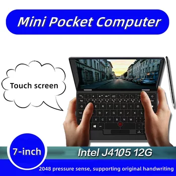 2023 Ноутбук с сенсорным экраном Портативный Мини-Ноутбук Windows 10 Микрокомпьютер 7 Дюймов Intel J4105 12 ГБ + 1 ТБ IPS Нетбук Win 10 Pro PC