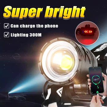 2023New Высокомощный светодиодный налобный фонарь P70 или белый лазер Опционально Перезаряжаемый светодиодный головной фонарик для рыбалки, фонарь для кемпинга