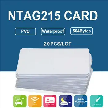 20шт NFC-Карт Белая Заготовка для NTAG215 ПВХ-Меток Waterpoof 504Bytes Наклейка с чипом