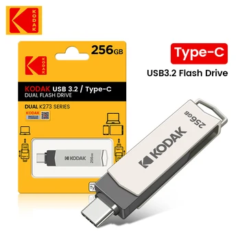 2шт Kodak K273 USB флэш-накопители Высокоскоростной 128 ГБ U-диск USB3.2 256 ГБ 64 ГБ Металлический OTG-накопитель 100% Оригинал