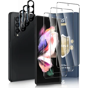 [3 Упаковки] Защита объектива камеры + [3 упаковки] HD Защита экрана от царапин Из закаленного стекла Для Samsung Galaxy Z Fold 4/3/2