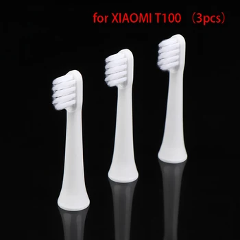 3 шт. Звуковая электрическая зубная щетка для XIAOMI T100, Отбеливающие мягкие Вакуумные сменные головки DuPont, Насадки с чистой щетиной