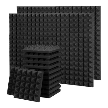 36 Упаковок 9,8x9,8x2 Дюймов Пирамидальная акустическая пена Звукоизоляционная пена для стен, студии, дома и офиса
