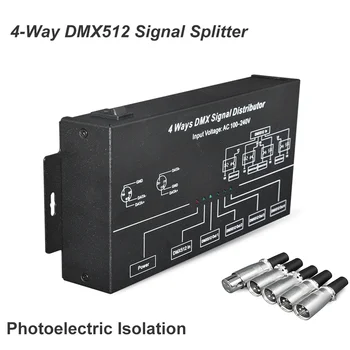 4-Канальный Разветвитель сигнала DMX512, 4-полосный оптоэлектронный изолирующий Усилитель сигнала для освещения сцены