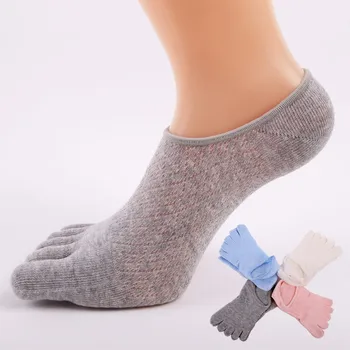4 пары/лот, Женские летние носки с носком, дышащие хлопковые невидимые носки с пятью пальцами, однотонные тонкие носки