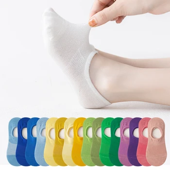 4 пары новых летних детских носков-лодочек, черные, белые, розовые, ярких цветов, дышащие хлопковые носки для мальчиков и девочек, Силиконовые нескользящие детские носки