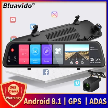 4G ADAS Android Четырехъядерный автомобильный зеркальный видеорегистратор, GPS-навигация, 12 
