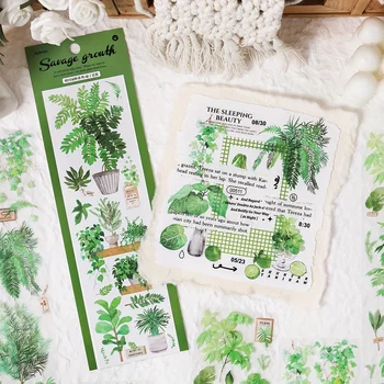 6 Листов зеленых растительных Цветочных наклеек для домашних животных для Скрапбукинга DIY Декоративный материал Для ведения журнала Коллажей