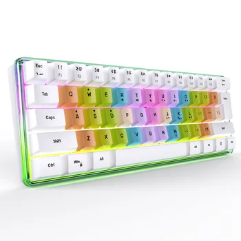 61 Клавиша Проводной красочной игровой механической клавиатуры RGB Полупрозрачные клавиатуры Teclado 60% LED для игрового офисного ноутбука Ke