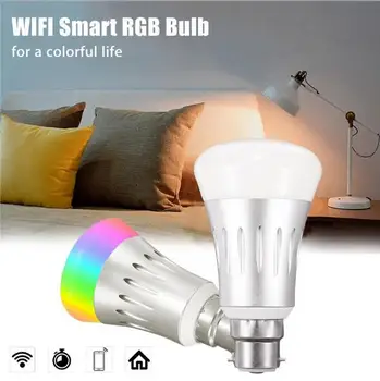 7 Вт Умная светодиодная лампа RGBW WiFi E27 B22 с регулируемой Яркостью, Поддерживающая изменение цвета RGB