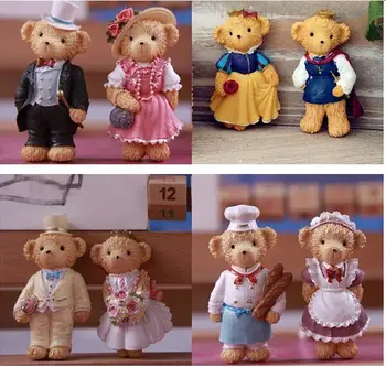 8 шт., магниты в виде медведя из мультфильма, наклейка на холодильник, пара Садовых свадебных медведей, сообщения, размещенные на наклейке из смолы, милая кукла-медведь