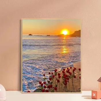 9180360 Цифровая картина маслом своими руками цифровая живопись восход и закат солнца подвесная живопись эстетическое украшение