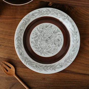 AhunderJiaz Ретро Высококачественная керамическая Десертная тарелка, Французская чашка с блюдцем, тарелка для завтрака, Мебель, Набор кухонной посуды