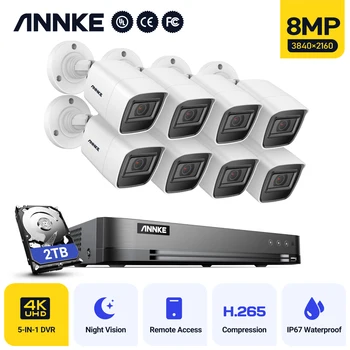 ANNKE 4K Ultra HD 8CH DVR Комплект H.265 CCTV Камера Система Безопасности 8MP CCTV Система ИК Наружного Ночного Видения Комплекты Видеонаблюдения