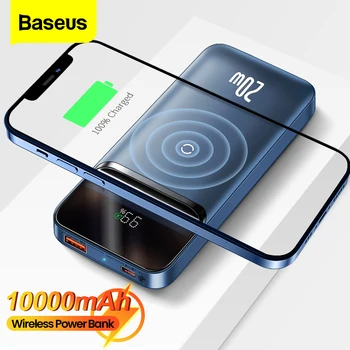 Baseus Power Bank 10000 мАч PD 20 Вт Магнитное Беспроводное Зарядное Устройство Внешний Аккумулятор Портативный Power Bank Для iPhone 13 12 Pro POCO X3 Pro