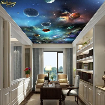 beibehang Солнечная система планета потолочные обои для стен минималистичная спальня гостиная ТВ фон абстрактная 3D фреска обои