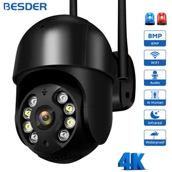 BESDER 4K 8MP 5MP Ultra HD PTZ WiFi IP-камера AI Обнаружение человека 1080P UHD Аудио IP-камера Автоматическое Отслеживание P2P Видеонаблюдение