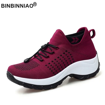 BINBINNIAO/Женские теннисные туфли, модные кроссовки с носком, Дышащая удобная повседневная нескользящая обувь для ходьбы