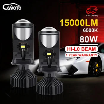 CAMOTO 80W 15000LM Автолампа с мини-объективом, светодиодные лампы H4, Фары для автомобиля, мотоцикла, Двойной проектор, светодиодный автомобильный Мото 12 В 24 В