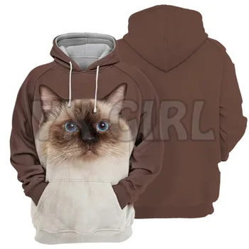Cats Ragdoll Тихие Толстовки с 3D принтом, Пуловеры Унисекс, Забавная толстовка с капюшоном для Собак, Повседневный уличный спортивный костюм