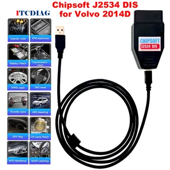 Chipsoft J2534 DIS KLine CAN BUS Адаптер для Volvo 2014D Dice Полная Система Автомобильных Диагностических инструментов USB OBD2 Сканер Активный Тест