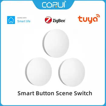 CORUI Tuya ZigBee Smart Button Scene Switch Многоступенчатая связь Smart Life Пульт Дистанционного Управления Smart Switch Работа со шлюзом Zigbee