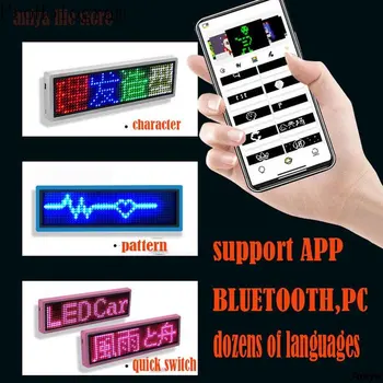 DIY Bluetooth светодиодный Именной Бейдж Программируемое сообщение с Прокруткой Мини светодиодный именной бейдж с текстом и цифрами, мини светодиодный дисплей