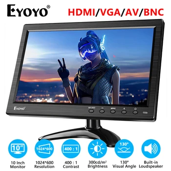 Eyoyo EM10M 10-дюймовый Монитор С Динамиком 1024x600 Дисплей HD TFT Экран Поддержка AV VGA BNC HDMI Видеовход для видеонаблюдения DVD PC DVR