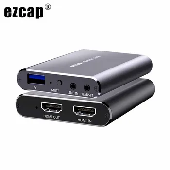 Ezcap 4K 60HZ HDMI Петлевая карта Видеозахвата HD 1080P HDMI-USB 2.0 Коробка для записи Игр с прямой Трансляцией Микрофон Аудио Линейный Вход